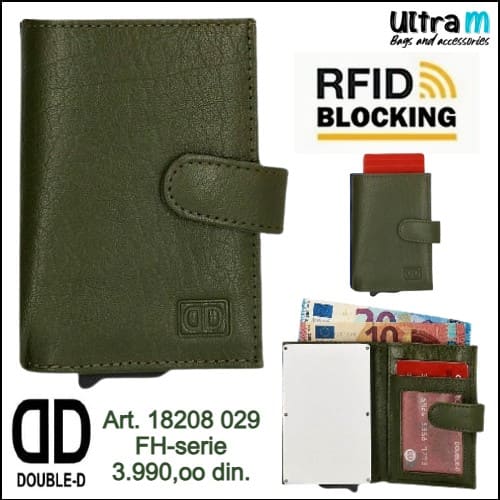 Creditcard case Double-D Art. 18208 029 FH-serie RFID koža maslinsti