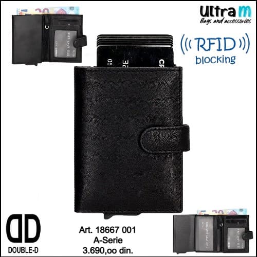 Creditcard case Double-D Art. 18667 001 RFID A-serie crni koža