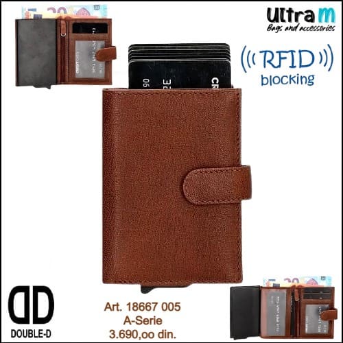 Creditcard case Double-D Art. 18667 005 RFID A-serie konjak koža