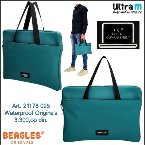 Poslovna torba Beagles Originals Art. 21178 025 Laptop 13.3'' Waterproof petrol