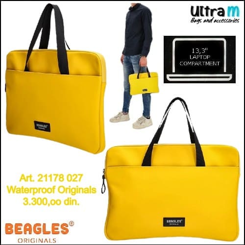 Poslovna torba Beagles Originals Art. 21178 027 Laptop 13.3'' Waterproof žuta