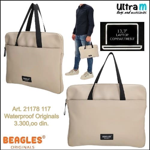 Poslovna torba Beagles Originals Art. 21178 117 Laptop 13.3'' Waterproof bež