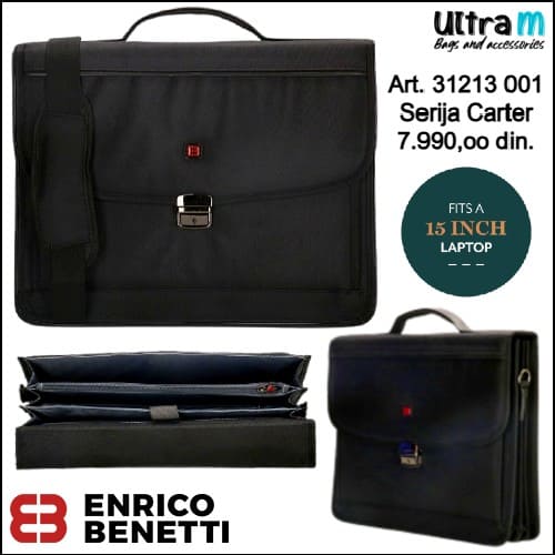 Poslovna torba Enrico Benetti Art. 31213 001 Carter crna laptop 15''