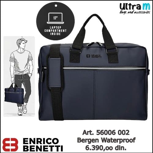 Poslovna torba Enrico Benetti Art. 56006 002 Bergen Waterproof laptop 17'' teget
