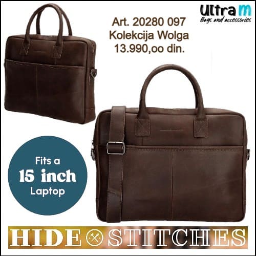 Poslovna torba Hide & Stitches Art. 20280 097 Wolga Laptop 15'' braon