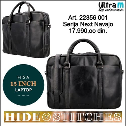 Poslovna torba Hide & Stitches Art. 22356 001 Kožna Next Navajo laptop 15'' crna