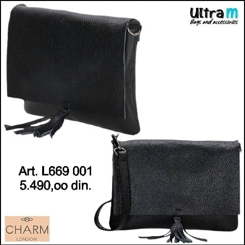 Zenska kožna tašna Charm London Art. L669 001 Anna crna