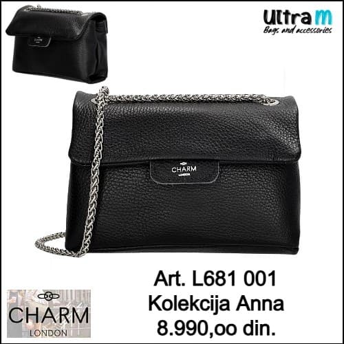 Zenska kožna tašna Charm London Art. L681 001 Anna crna