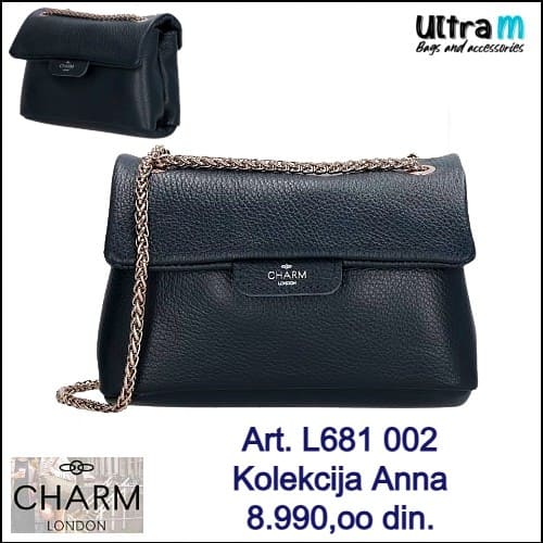 Zenska kožna tašna Charm London Art. L681 002 Anna teget