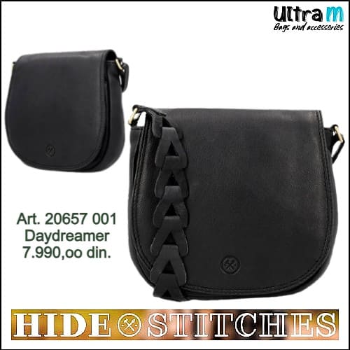 Zenska kožna tašna Hide & Stitches Art. 20657 001 Daydreamer crna