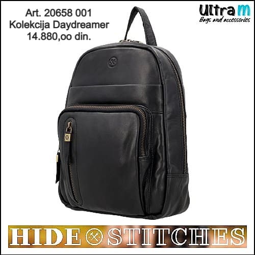 Zenska kožna tašna Hide & Stitches Art. 20658 001 Ranac Daydreamer crni