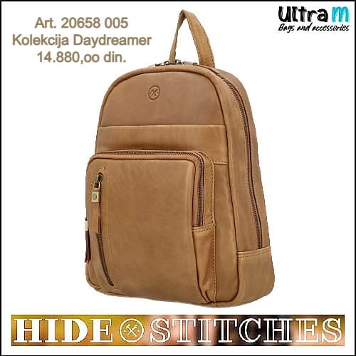 Zenska kožna tašna Hide & Stitches Art. 20658 005 Ranac Daydreamer cognac