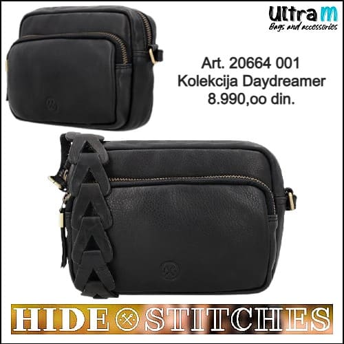 Zenska kožna tašna Hide & Stitches Art. 20664 001 Daydreamer crna