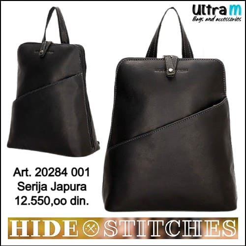 Zenska kožna tašna Hide & Stitches Art. 20824 001 Japura ranac crni