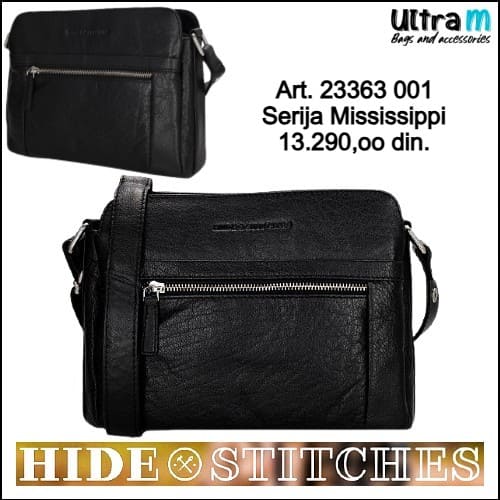 Zenska kožna tašna Hide & Stitches Art. 23363 001 Mississippi crna