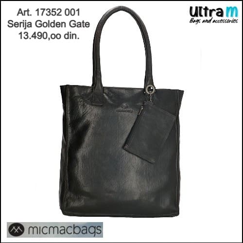 Zenska kožna tašna MICMACBAGS Art. 17352 001 Golden Gate crna