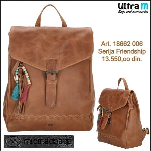 Zenska kožna tašna MICMACBAGS Art. 18662 006 Friendship braon ranac