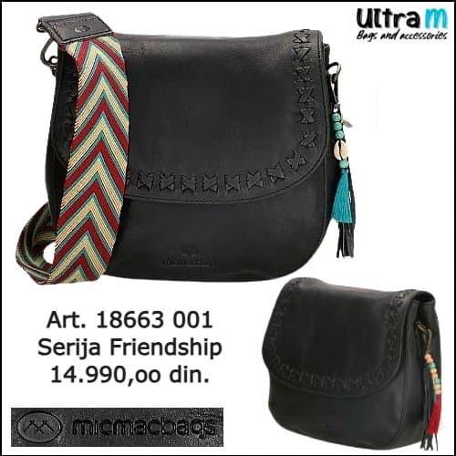 Zenska kožna tašna MICMACBAGS Art. 18663 001 Friendship crna