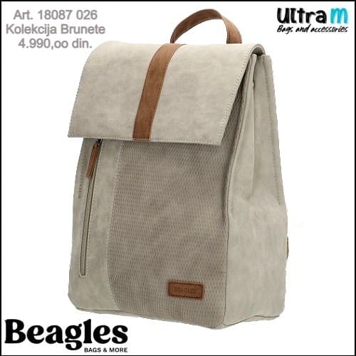 Zenska torba Beagles Art. 18087 026 Ranac Brunete svetlo sivi