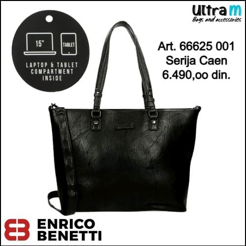 Zenska torba Enrico Benetti Art. 66625 001 Caen crna laptop 15''