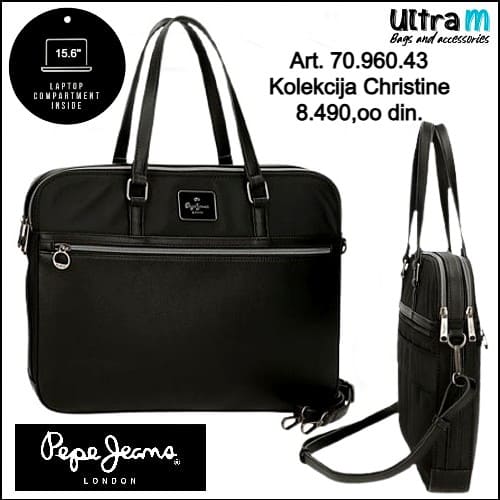 Zenska torba Pepe Jeans London Art. 70.960.43 Christine laptop 15.6'' crna